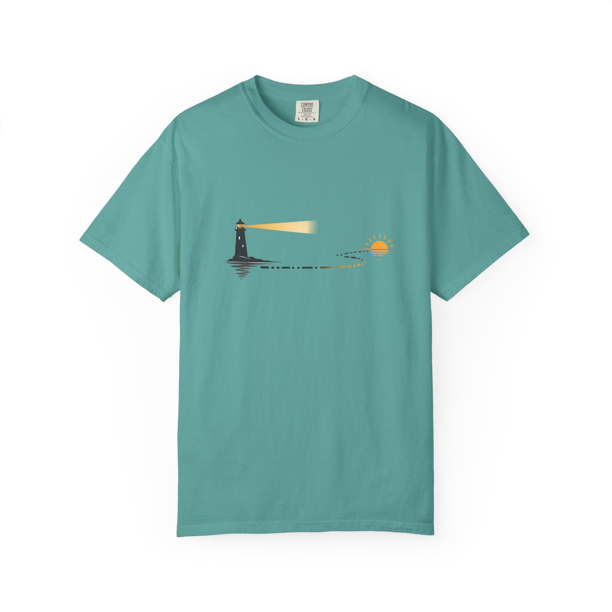 Lighthouse Sunset T-Shirt — Nautical Coastal Tee with Beacon Graphic