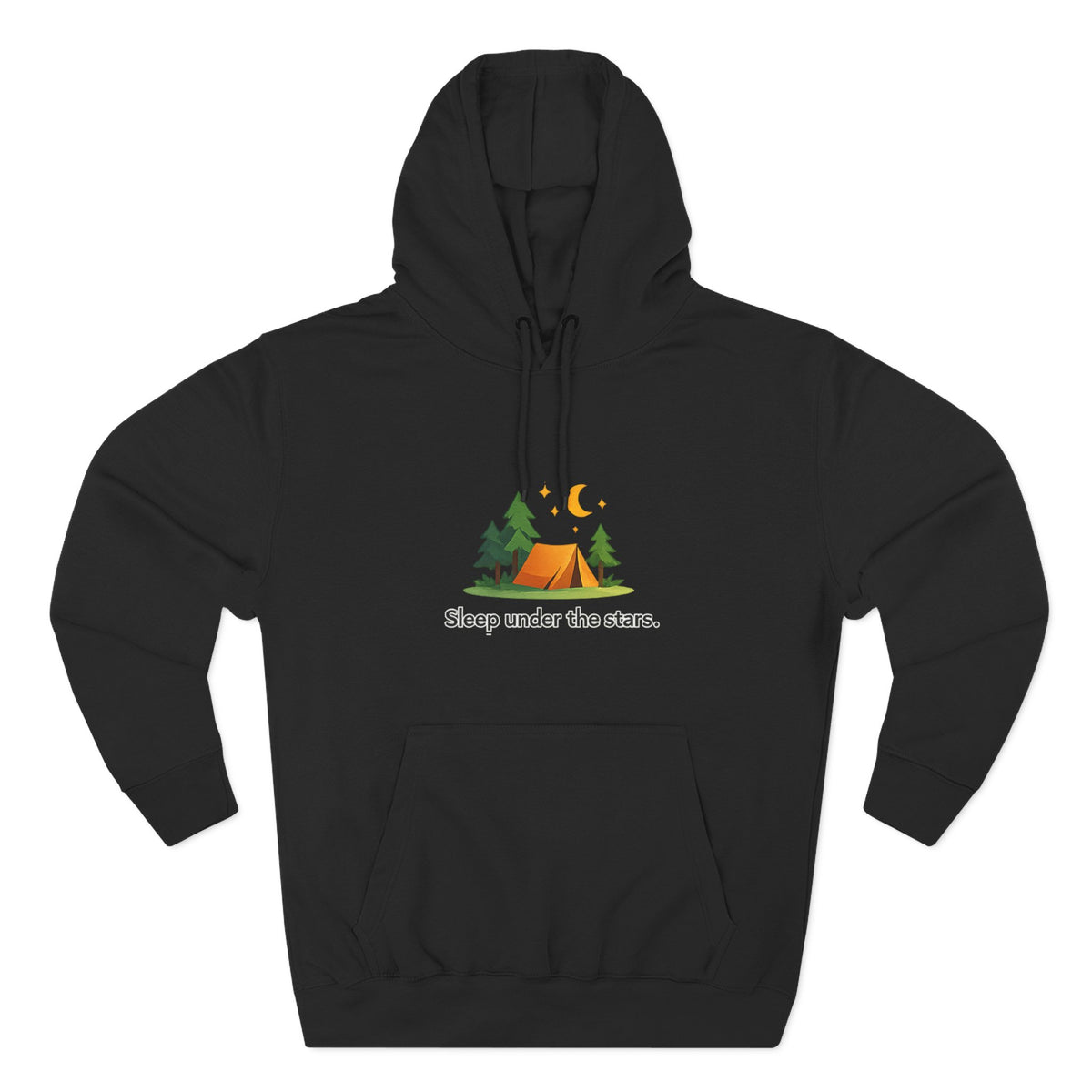 Camping Hoodie — "Sleep Under the Stars" Tent & Moon Graphic