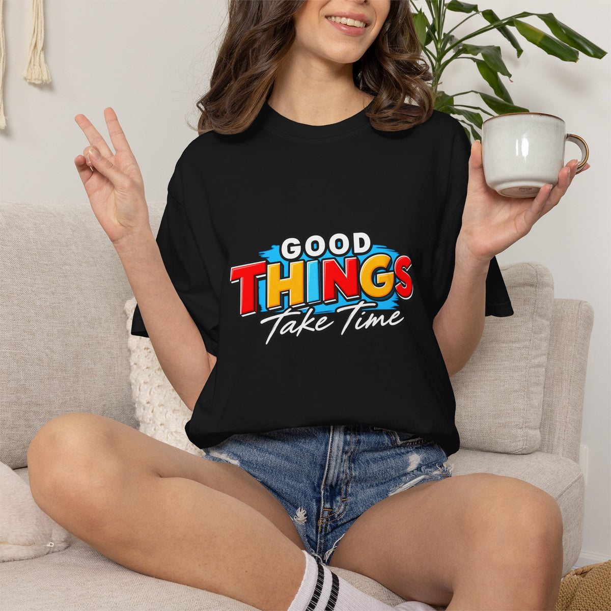 T-Shirt — "Good Things Take Time" Retro Graphic Tee