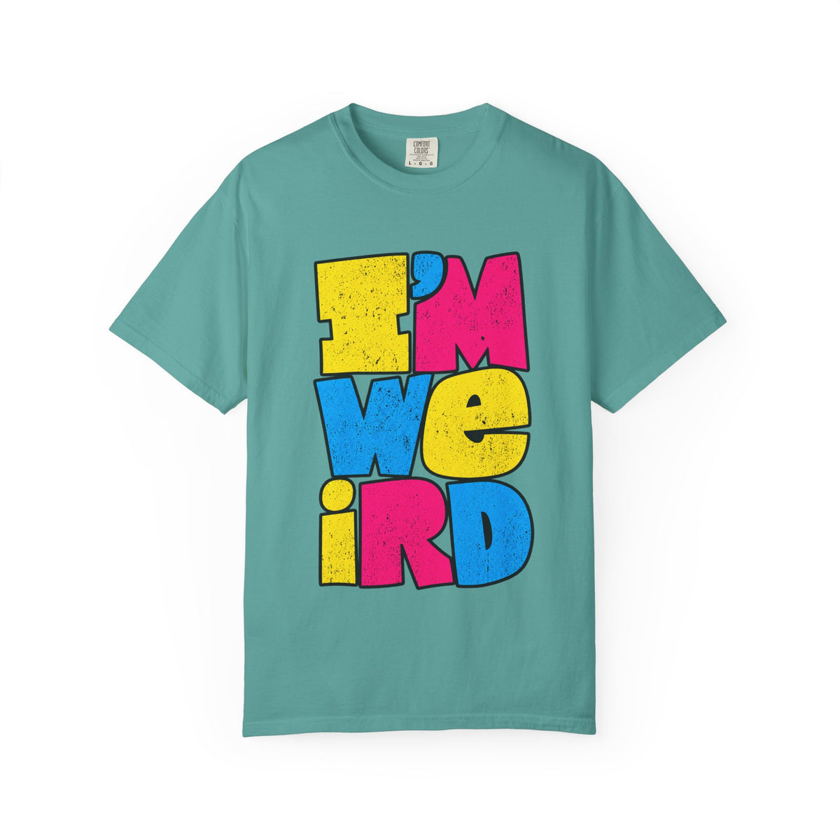 "I'M WEIRD" Colorblock Graphic T-Shirt — Retro Pop Statement Tee