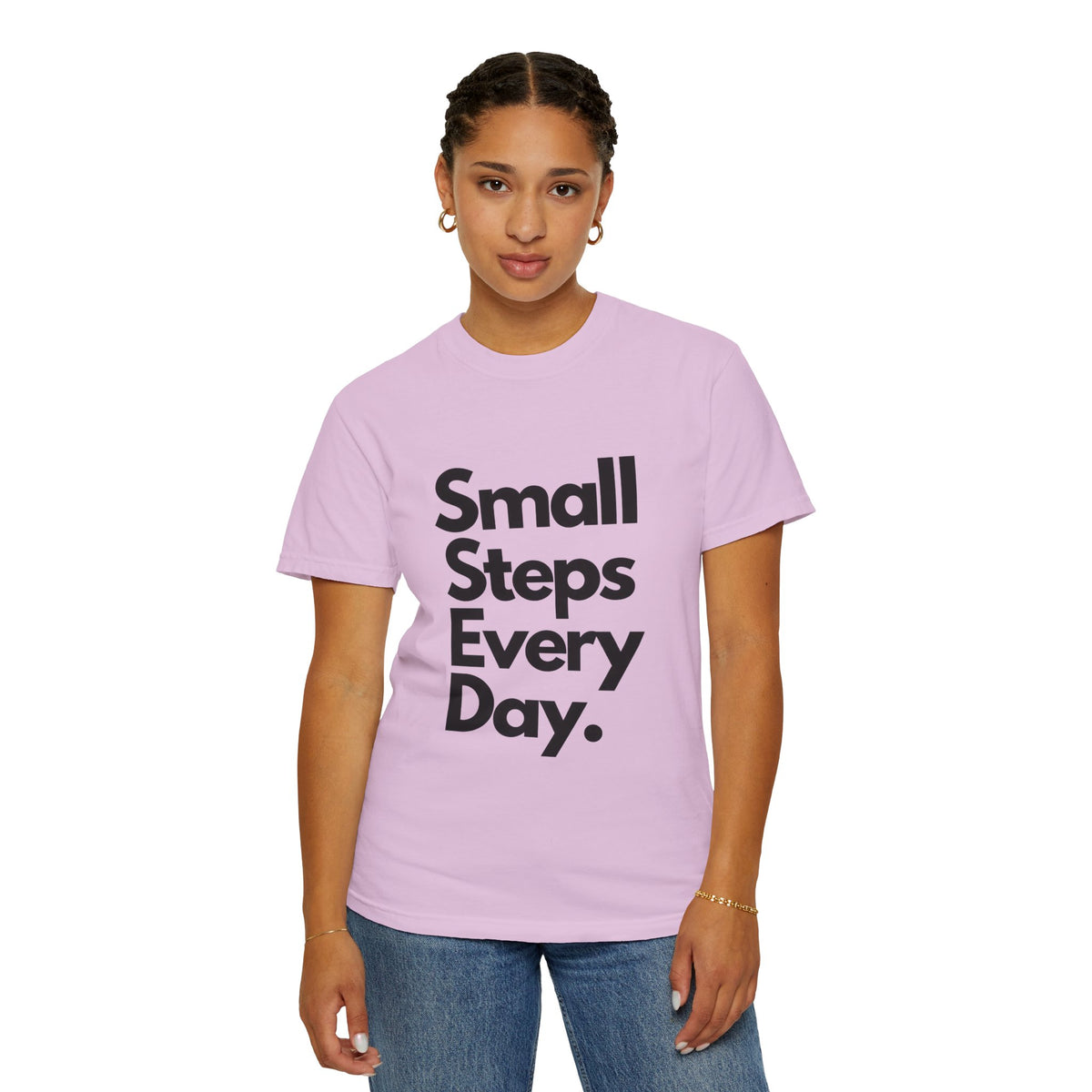 Motivational Tee — “Small Steps Every Day.” Inspirational Casual T-Shirt