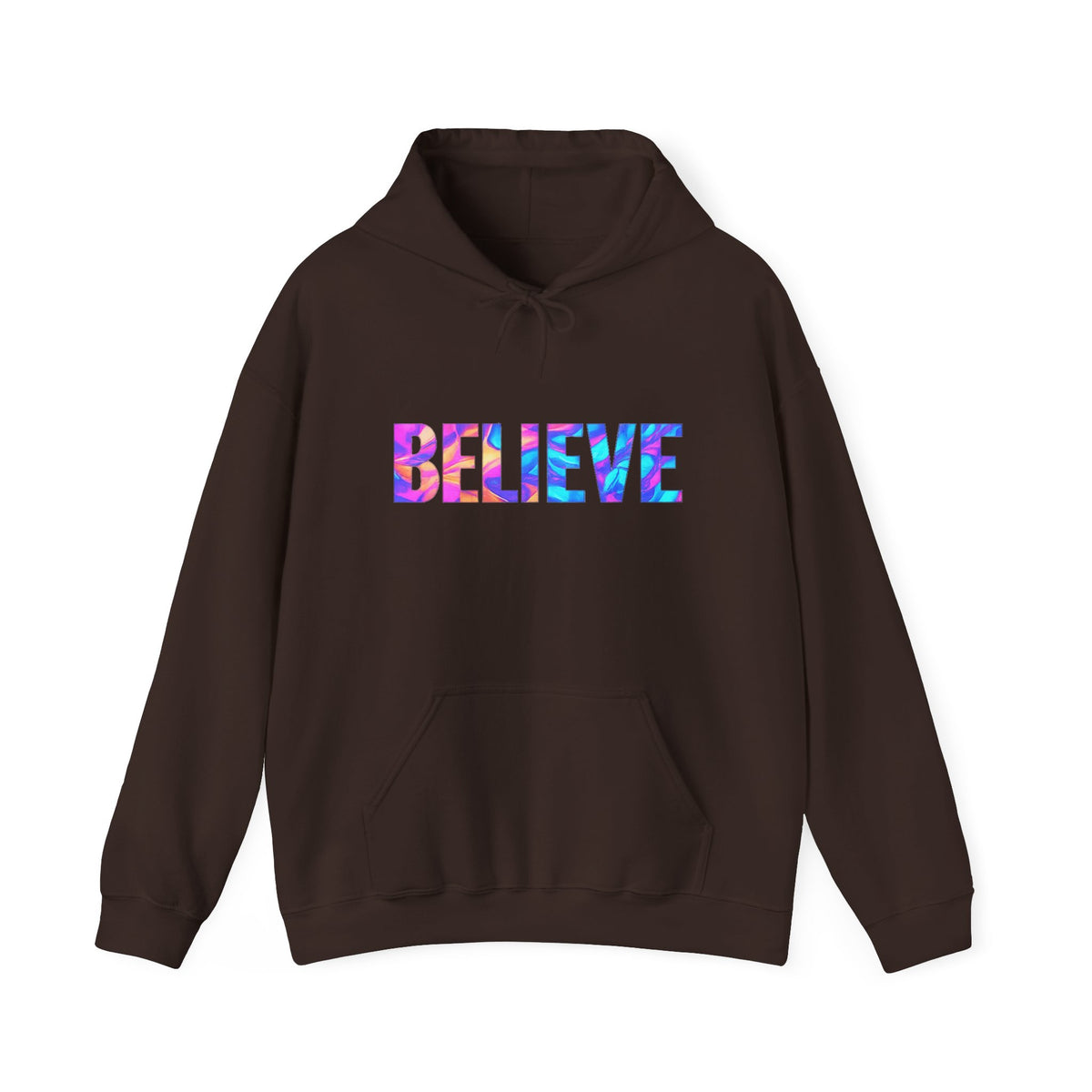Believe in Yourself Hoodie — Colorful Watercolor Text Inspirational Sweatshirt