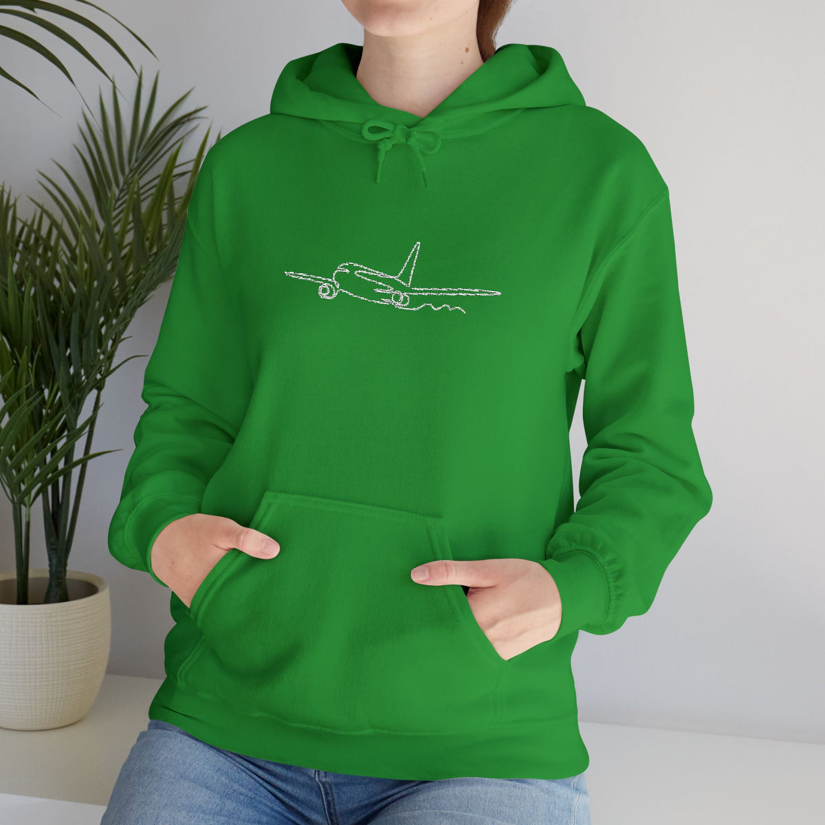 Airplane Silhouette Embroidered Hoodie — Minimal Flight Crew & Aviation Gift