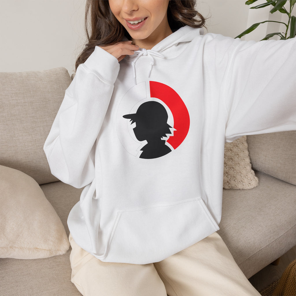 Detective Silhouette Hoodie – Minimal Red Moon Mystery Graphic