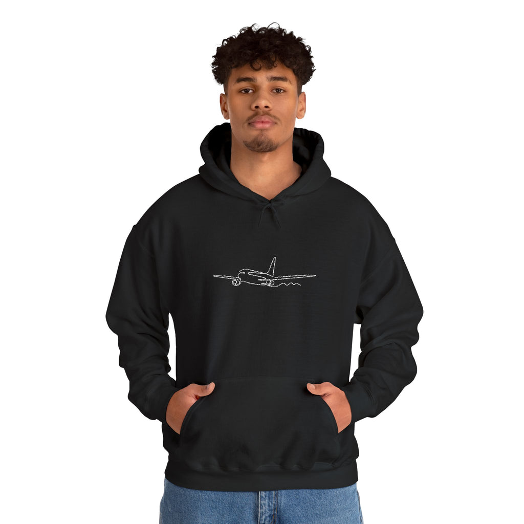Airplane Silhouette Embroidered Hoodie — Minimal Flight Crew & Aviation Gift