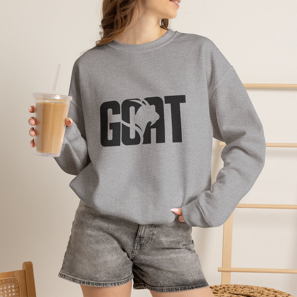 GOAT Graphic Sweatshirt — Athletic "GOAT" Logo Crewneck for Sports Fans