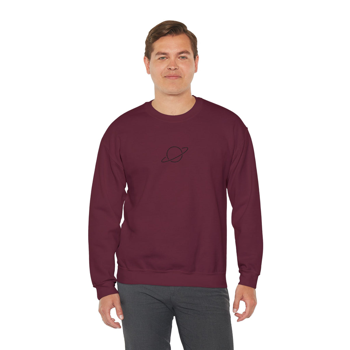 Minimal Planet Crewneck Sweatshirt Embroidered