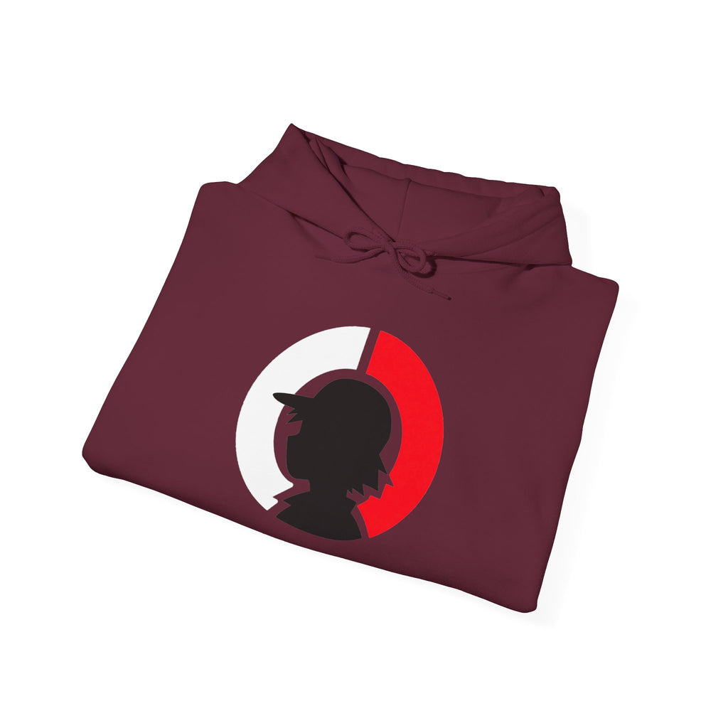 Detective Silhouette Hoodie – Minimal Red Moon Mystery Graphic