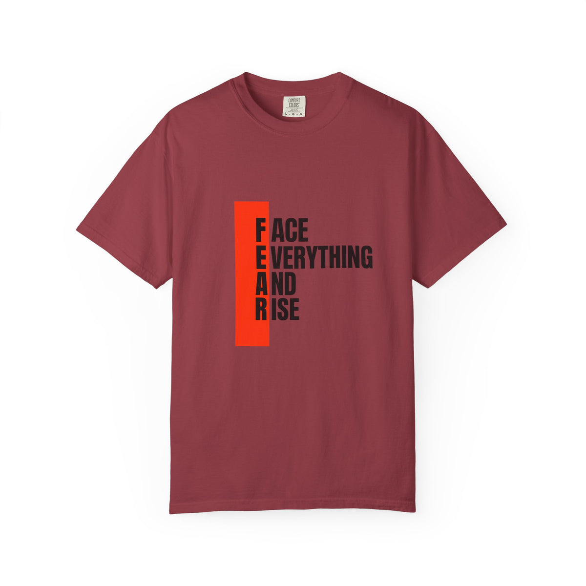 Motivational T-Shirt — "FEAR: Face Everything And Rise" Bold Red Accent
