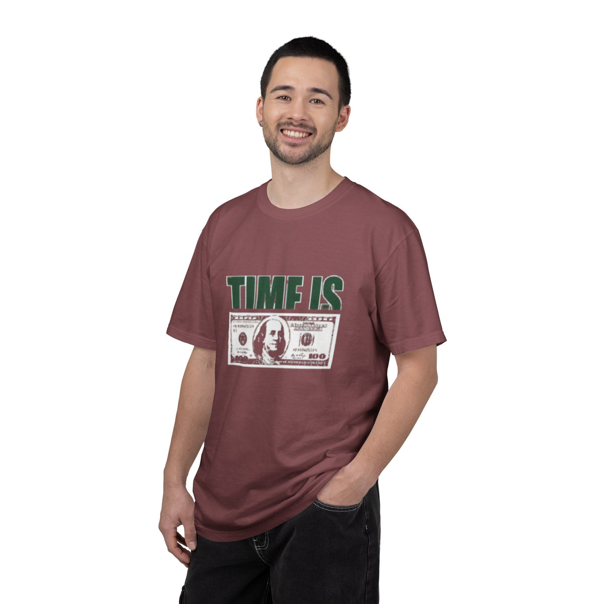 Money Vibe T-Shirt — "TIME IS" Graphic Dollar Bill Tee