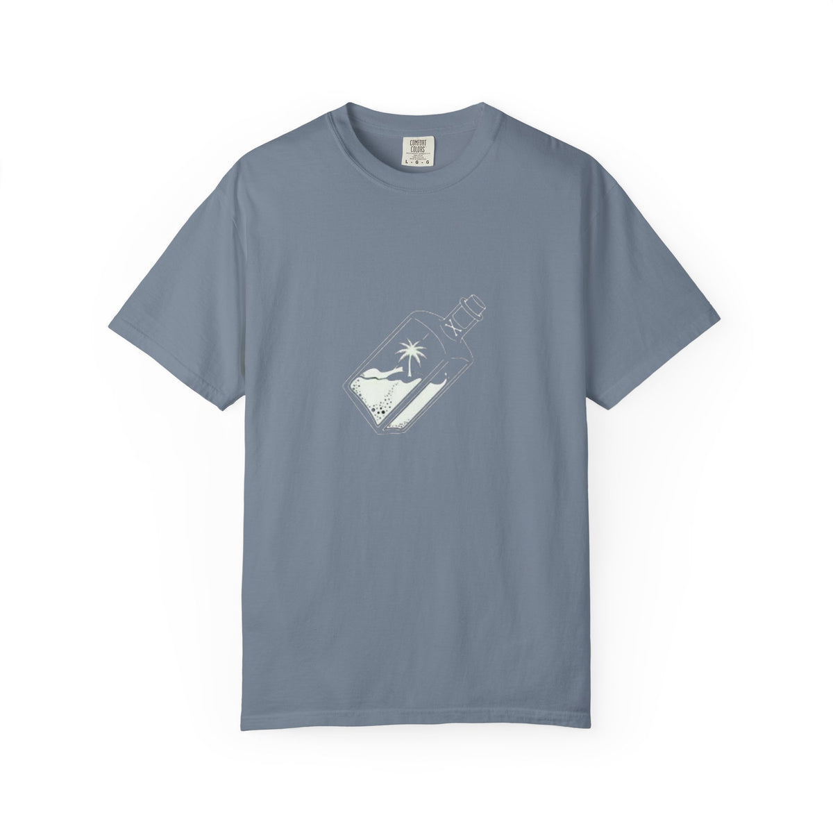 Pocket Island T‑Shirt — Minimal Bottle Isle Graphic Tee