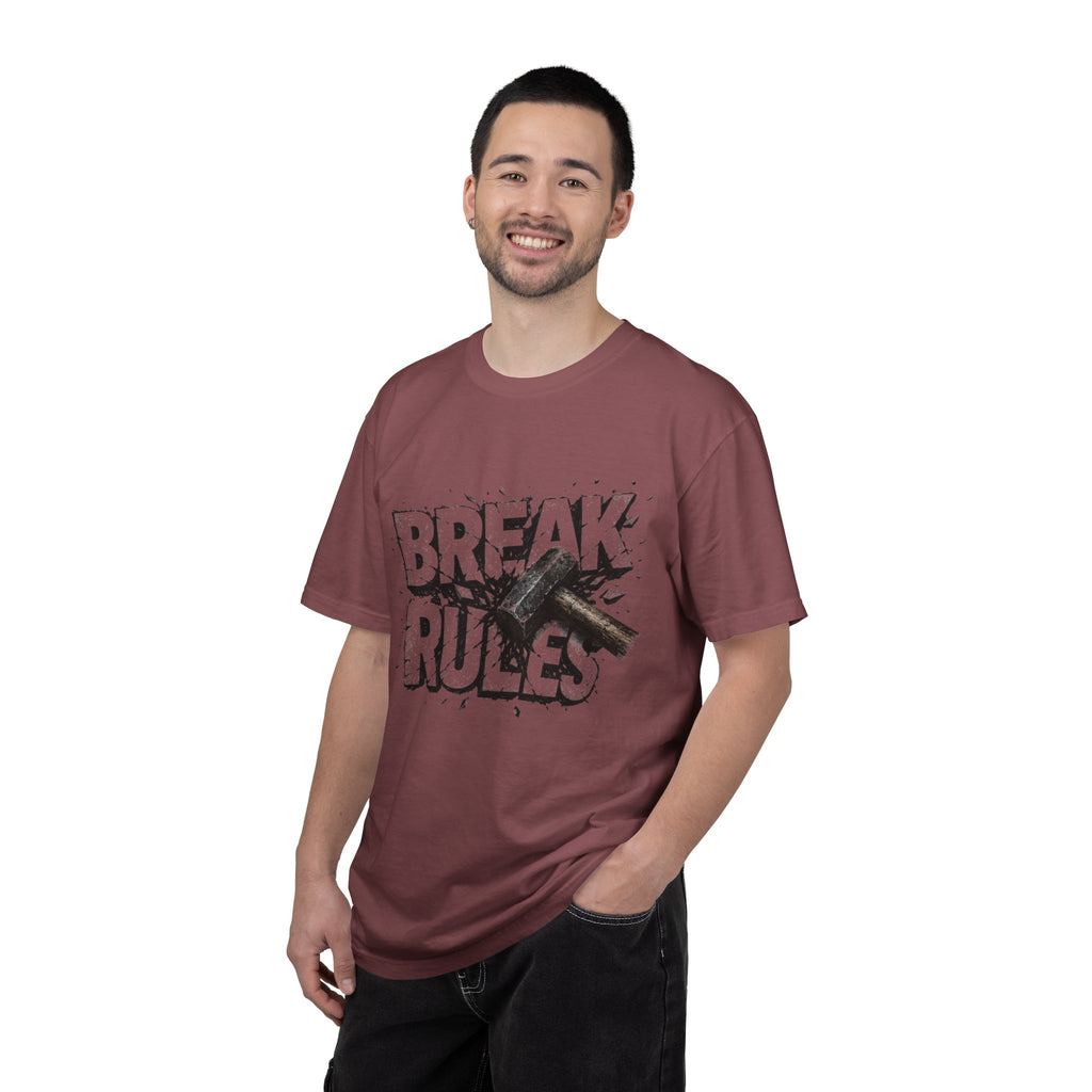 Break Rules T-Shirt — Graphic 'Break Rules' Design with Hammer