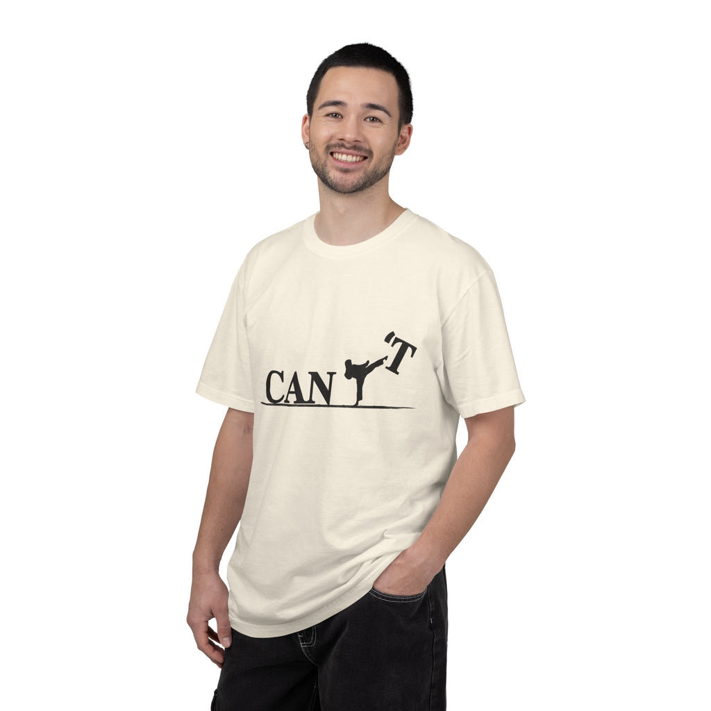 T-Shirt — 'CAN'T' Motivational Graphic Tee (Silhouette Kicking Apostrophe)