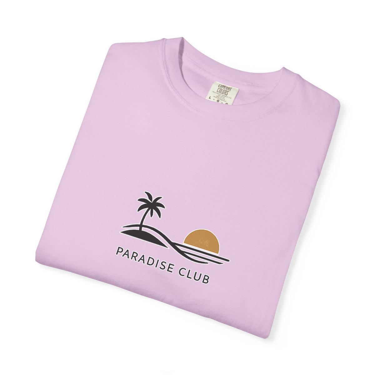 Paradise Club Tee — Minimal Sunset Palm Graphic T-Shirt