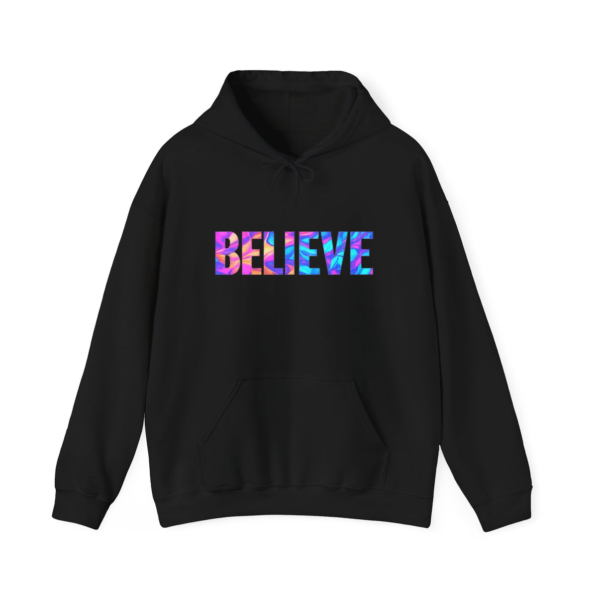 Believe in Yourself Hoodie — Colorful Watercolor Text Inspirational Sweatshirt
