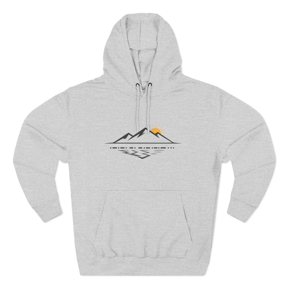 Mountain Sunrise Hoodie — Minimal Outdoor Graphic Pullover