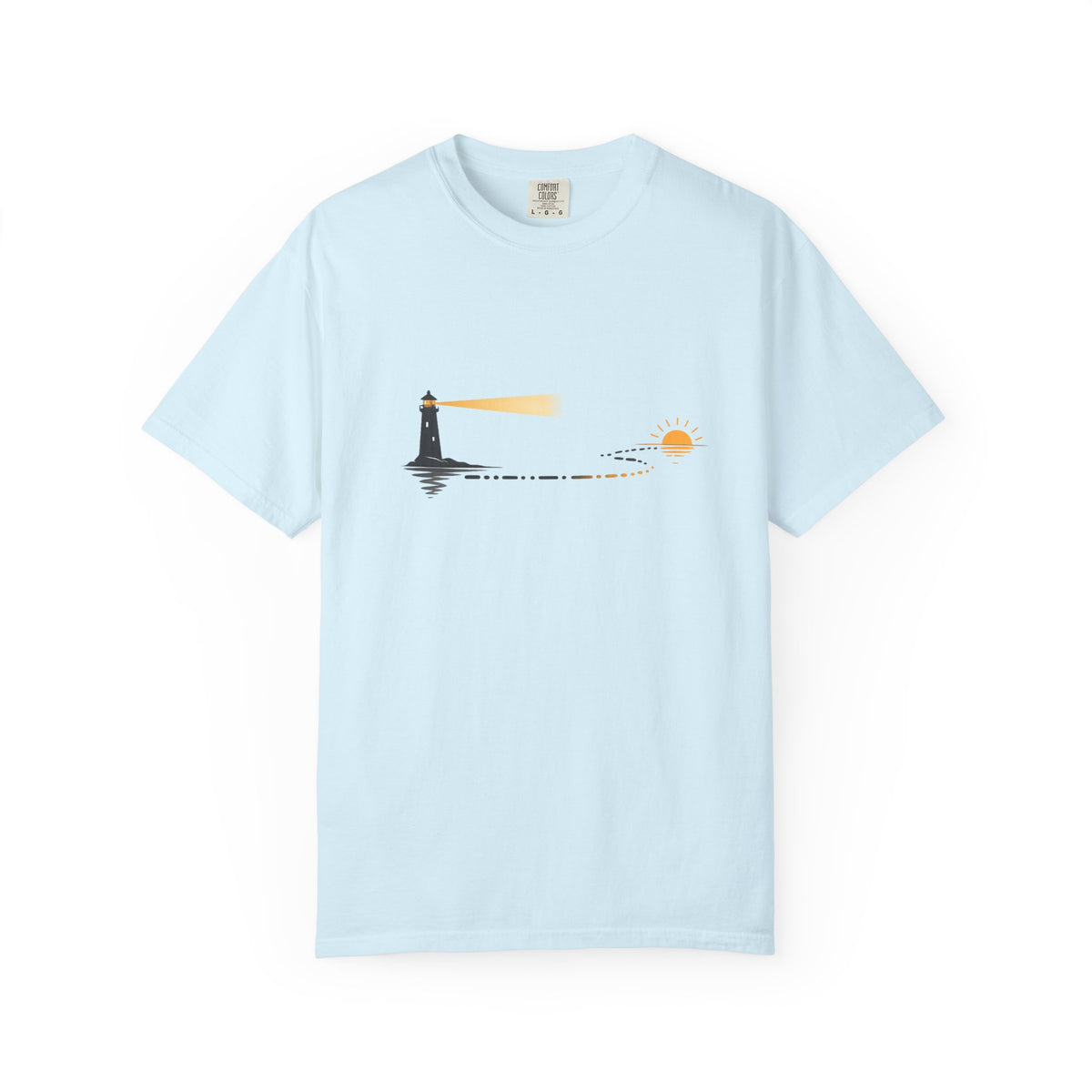 Lighthouse Sunset T-Shirt — Nautical Coastal Tee with Beacon Graphic