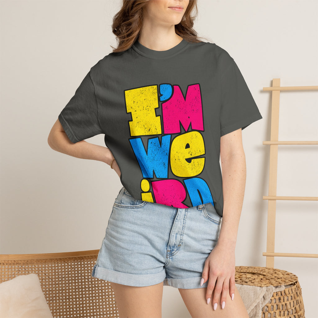"I'M WEIRD" Colorblock Graphic T-Shirt — Retro Pop Statement Tee