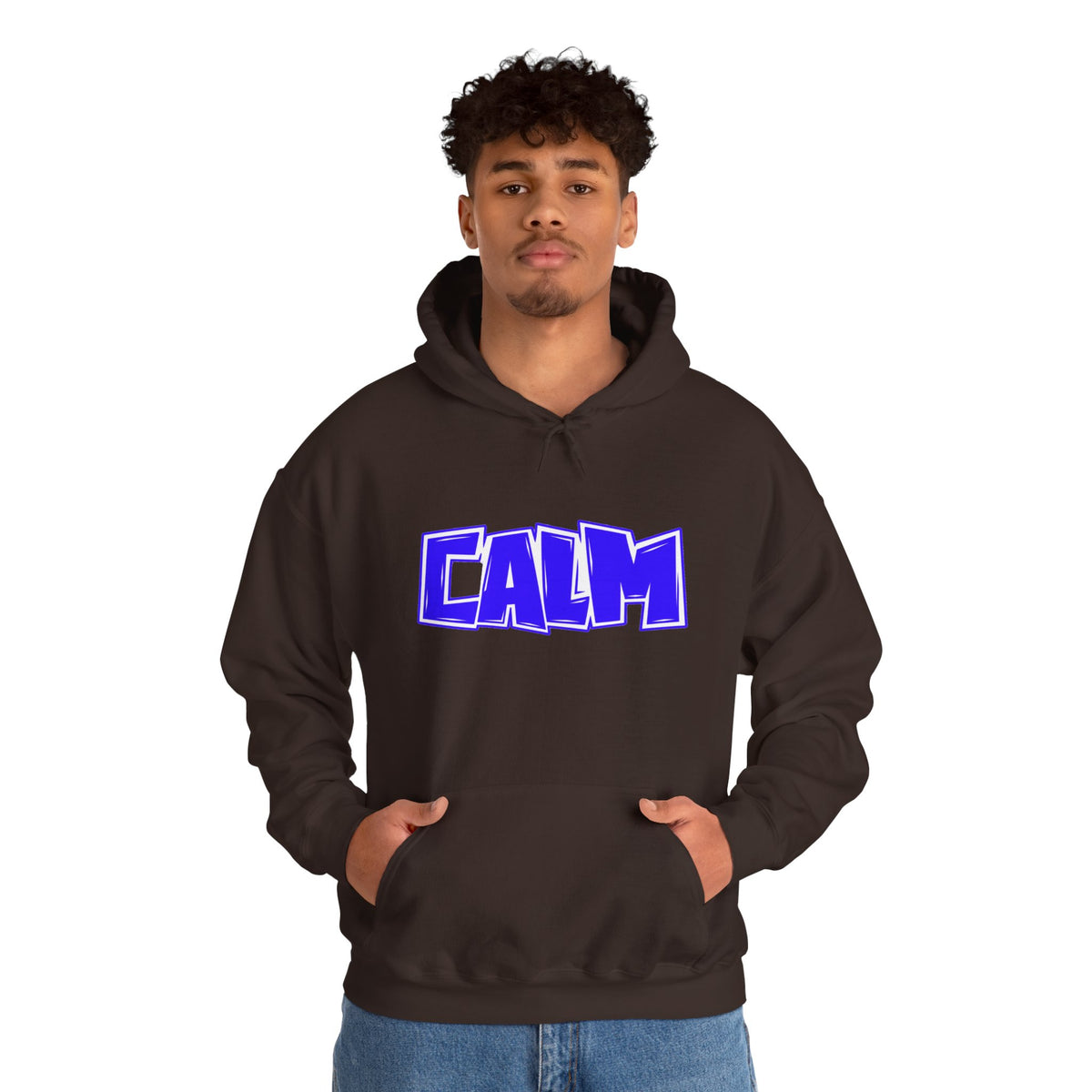 Calm Graphic Hoodie — Bold Blue Streetwear Pullover