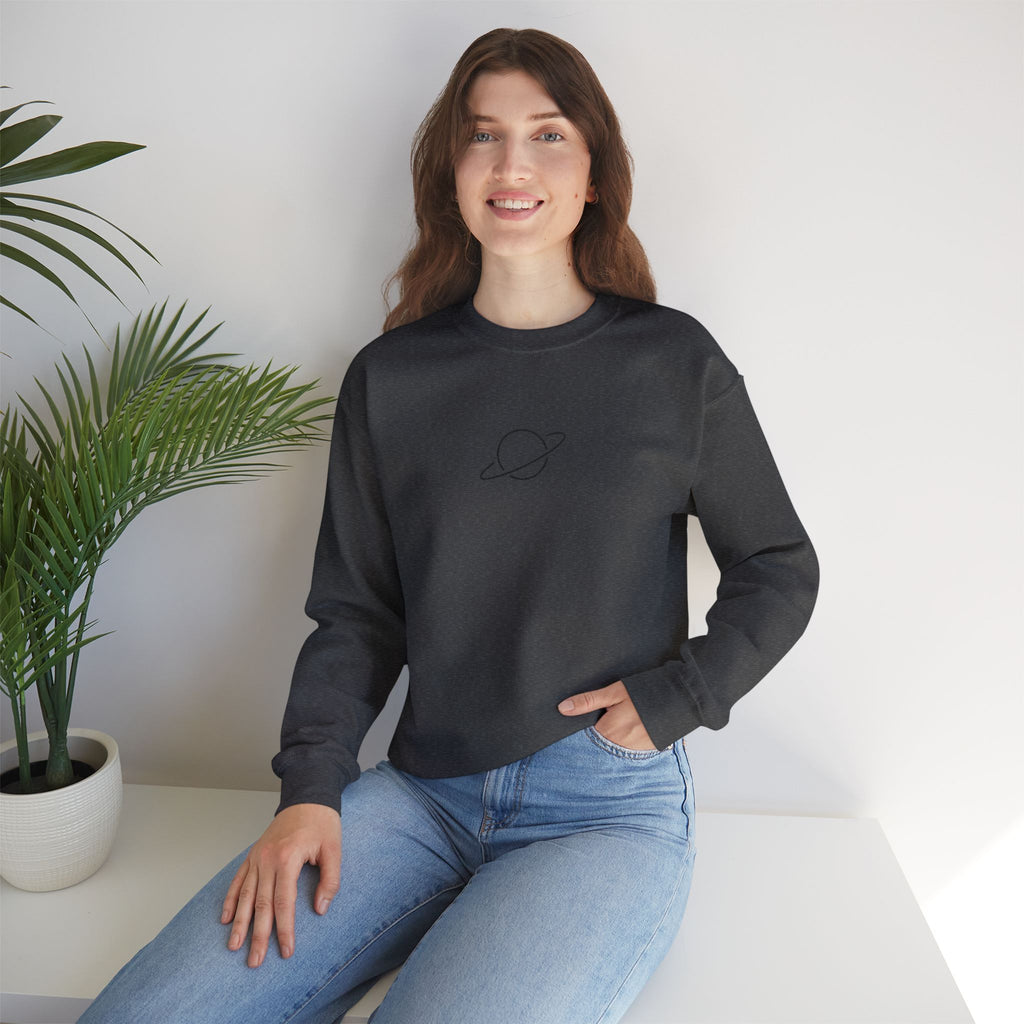 Minimal Planet Crewneck Sweatshirt Embroidered