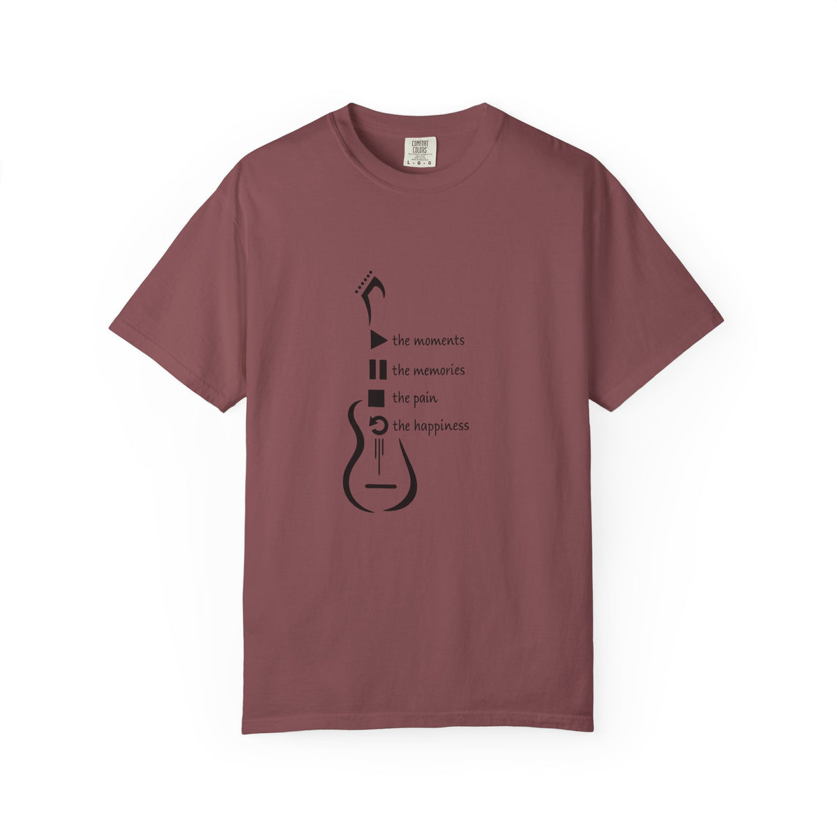 Guitar Silhouette Tee — "Our Moments, Our Memories, Our Music, Our Happiness"