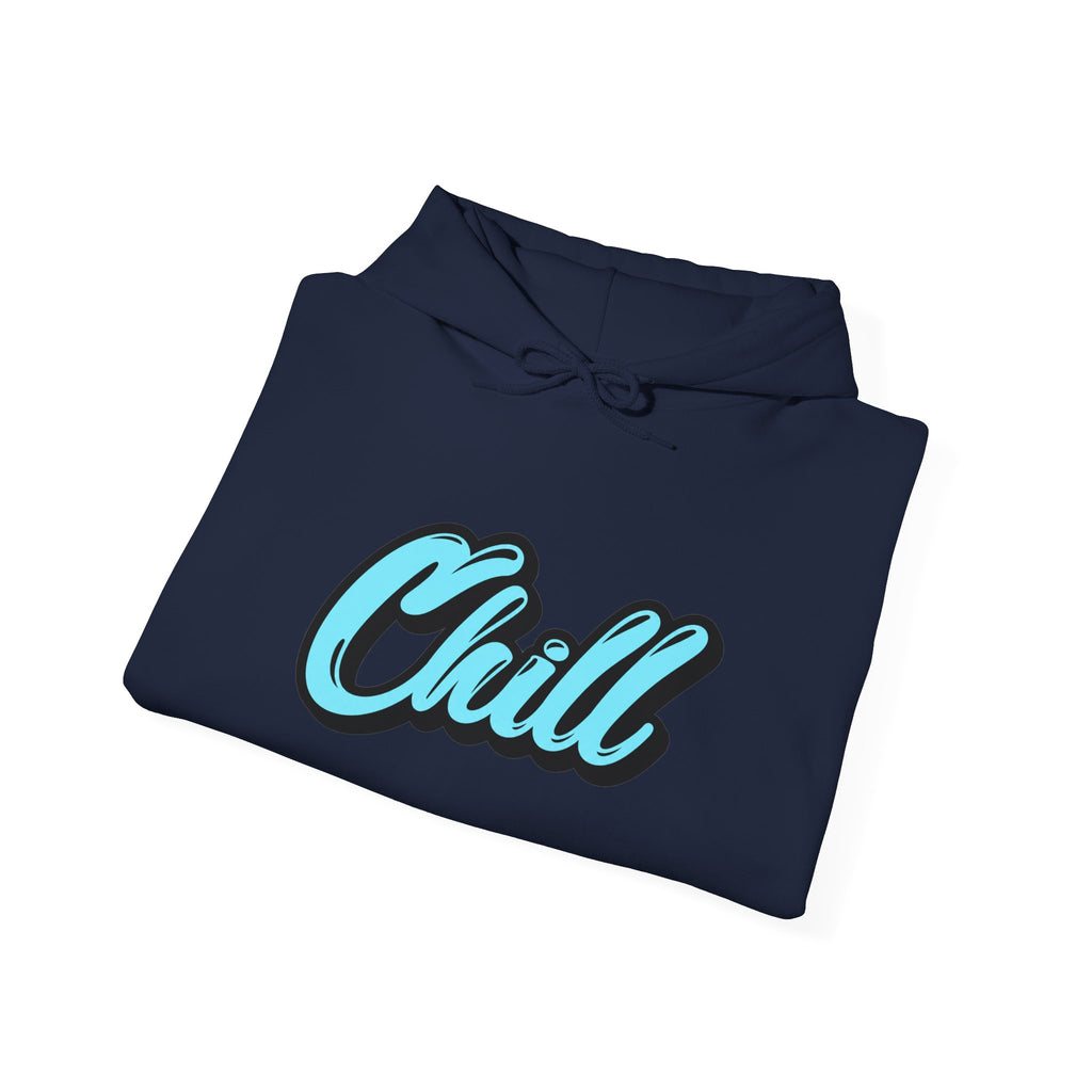 Chill Script Hoodie — Retro Blue Chill Graphic Pullover