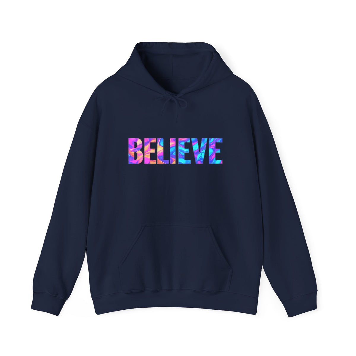 Believe in Yourself Hoodie — Colorful Watercolor Text Inspirational Sweatshirt