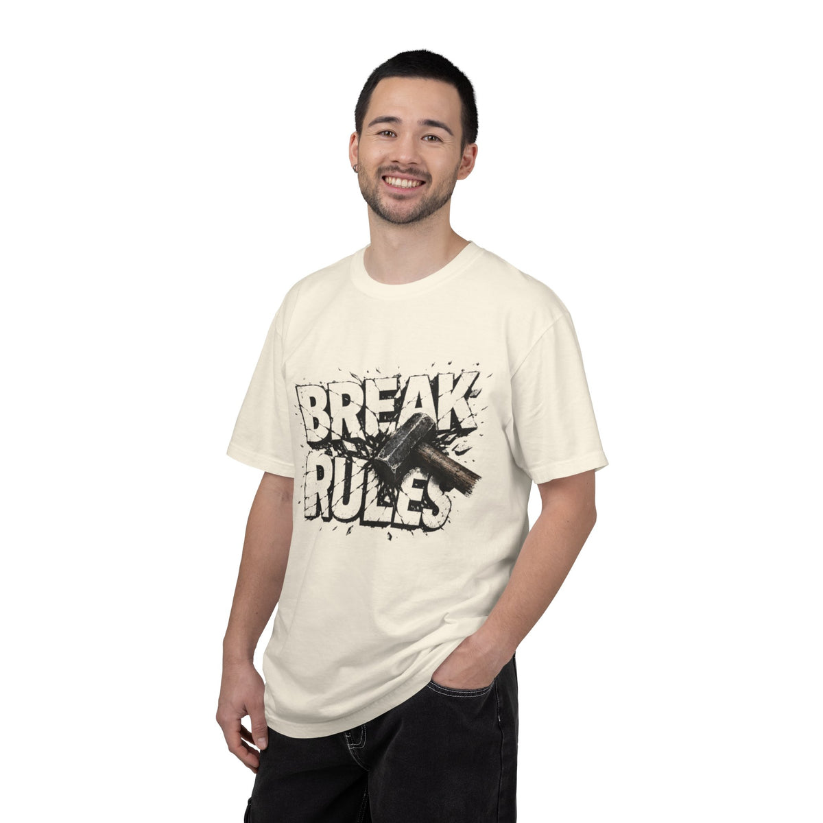 Break Rules T-Shirt — Graphic 'Break Rules' Design with Hammer