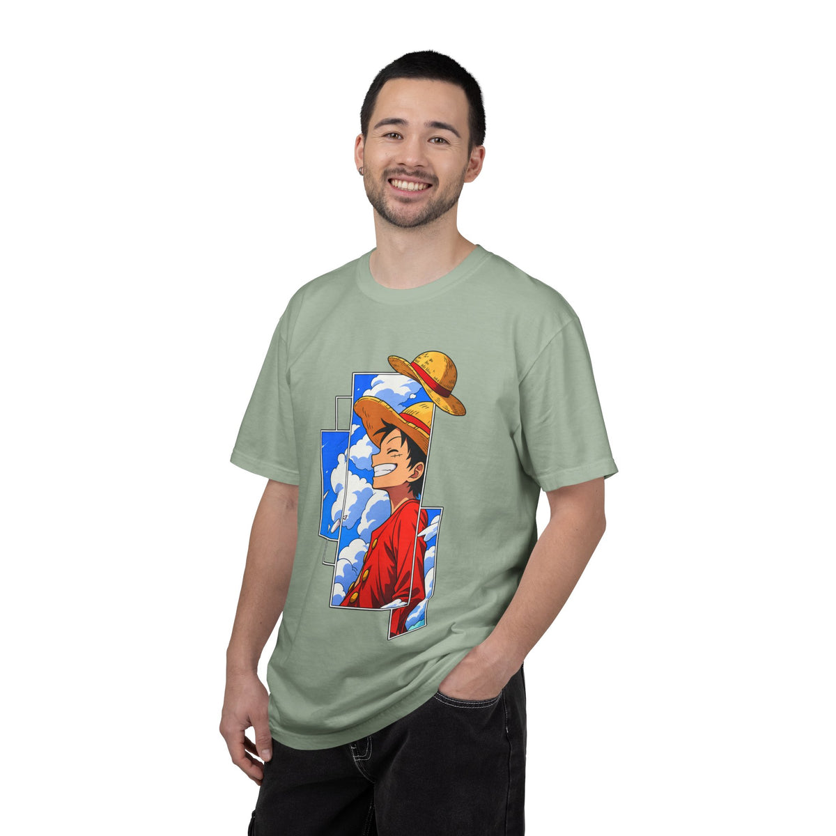 Anime Straw Hat Crew T-Shirt — Luffy Smiling Sky Graphic Tee