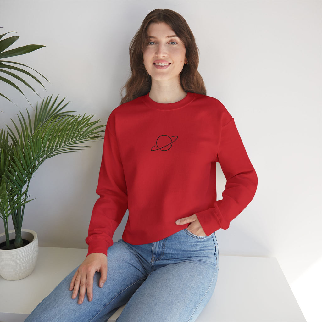 Minimal Planet Crewneck Sweatshirt Embroidered