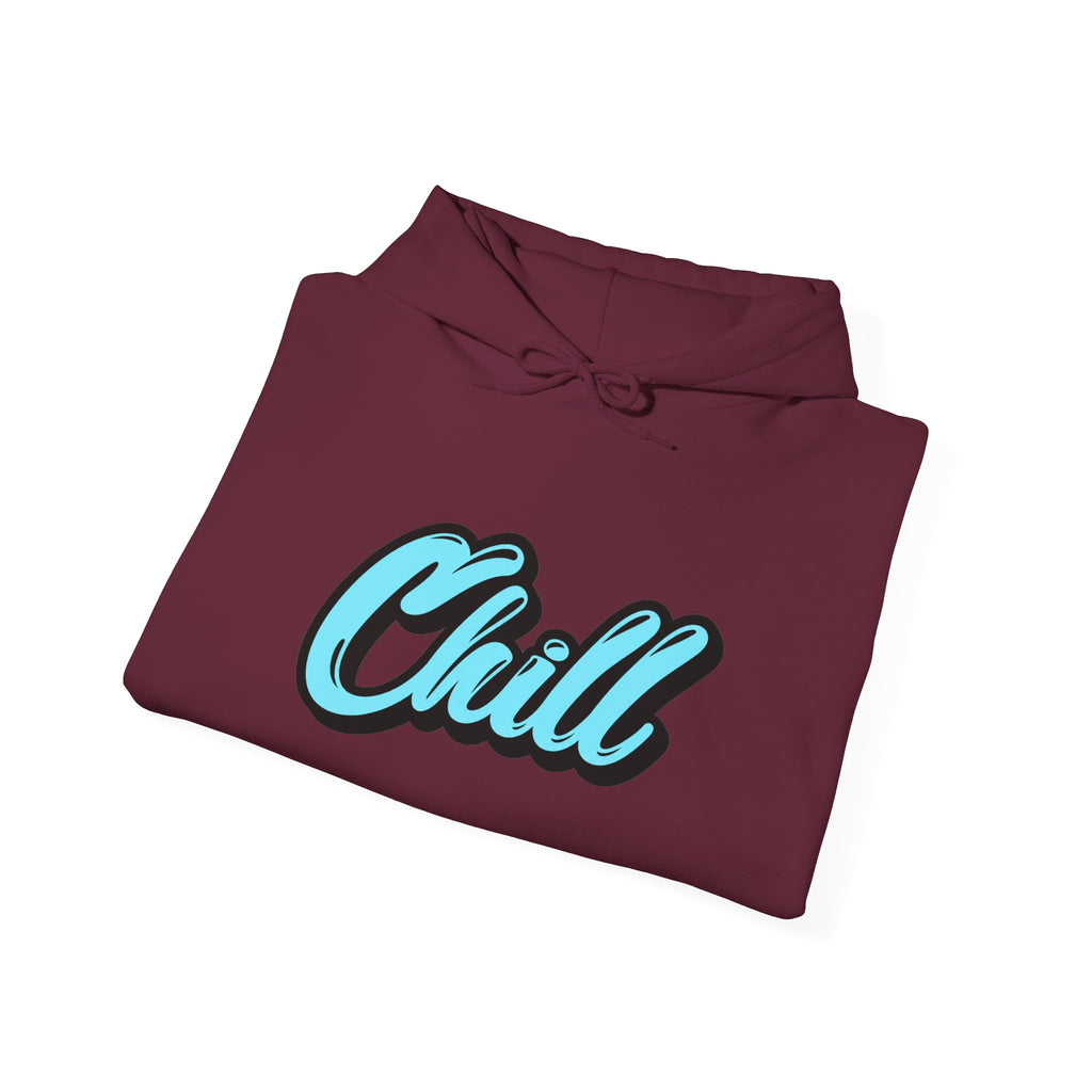 Chill Script Hoodie — Retro Blue Chill Graphic Pullover
