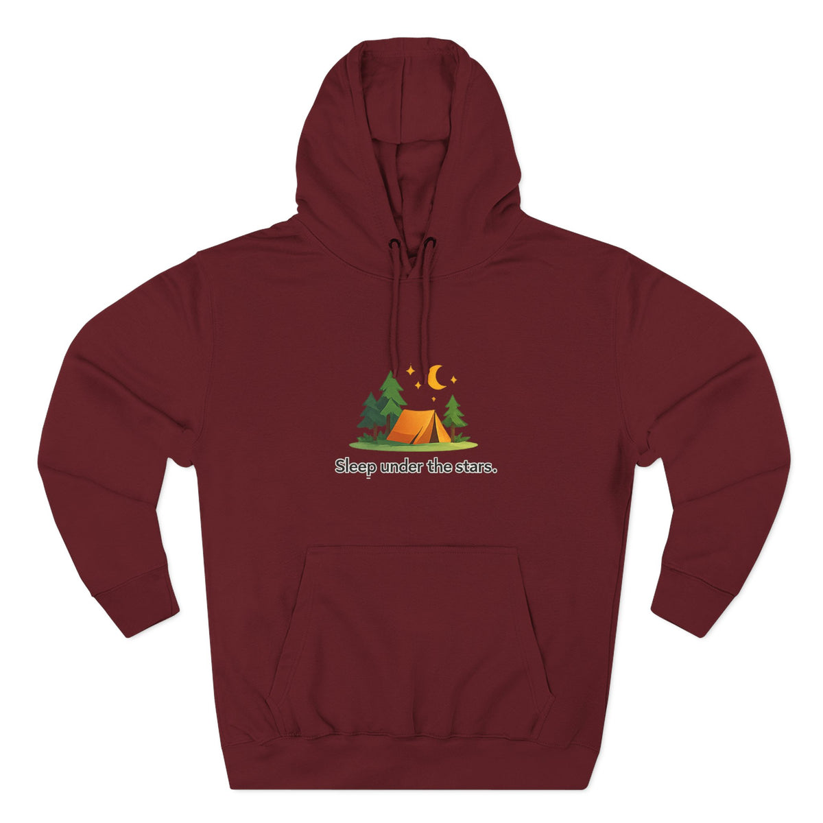 Camping Hoodie — "Sleep Under the Stars" Tent & Moon Graphic