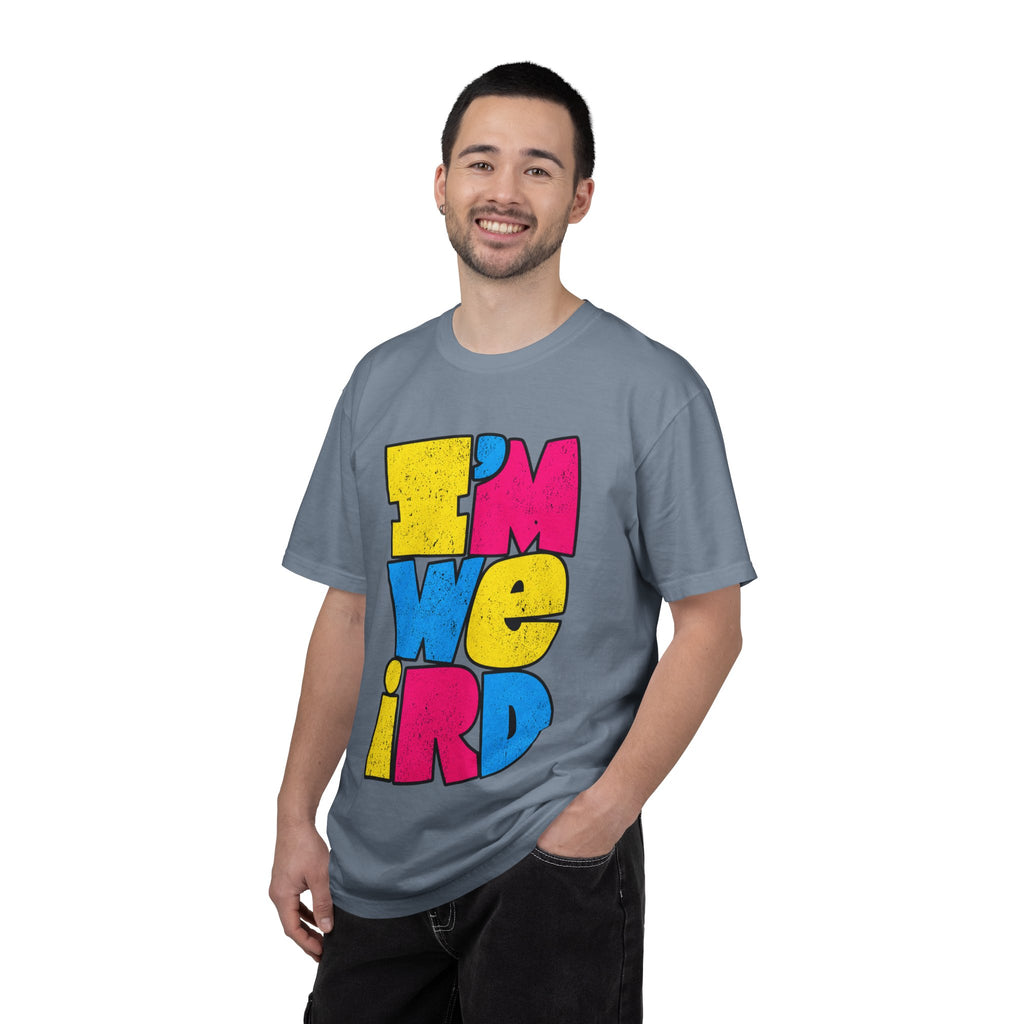 "I'M WEIRD" Colorblock Graphic T-Shirt — Retro Pop Statement Tee