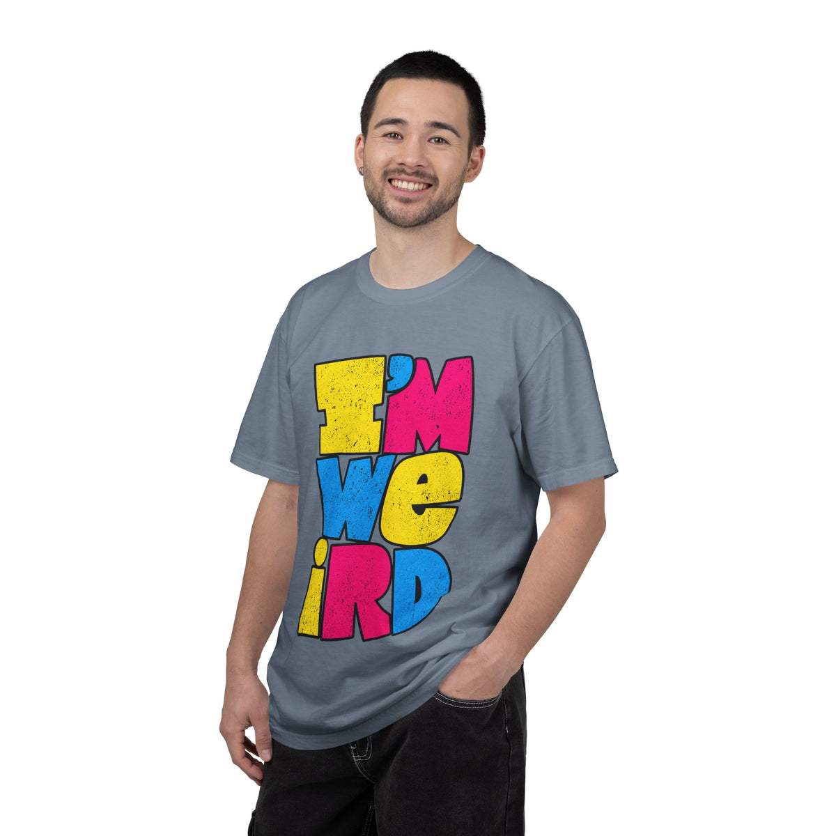 "I'M WEIRD" Colorblock Graphic T-Shirt — Retro Pop Statement Tee