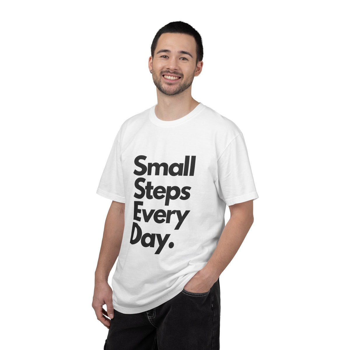 Motivational Tee — “Small Steps Every Day.” Inspirational Casual T-Shirt
