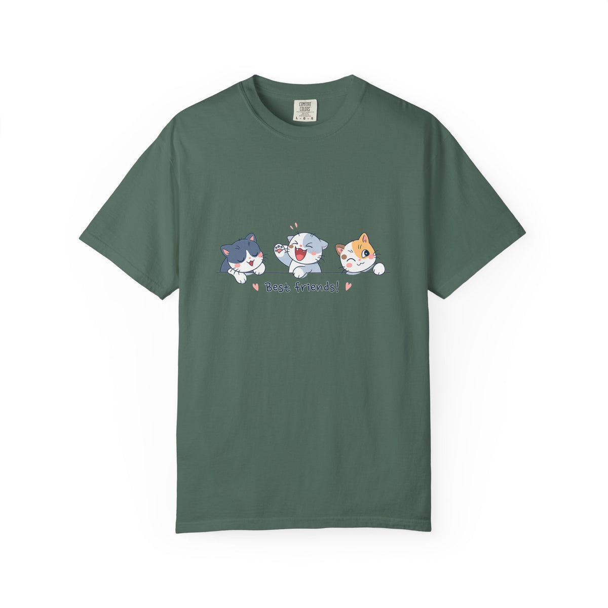Cute ‘Best Friends!’ Cat T-Shirt — Cartoon Kitten Trio Graphic Tee