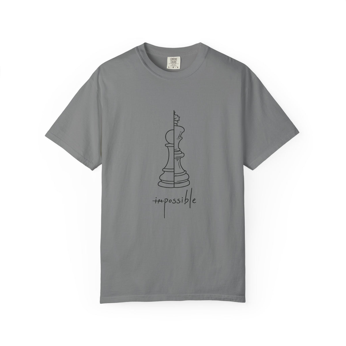 Chess Pawn to King T-Shirt — "Impassible" Minimalist Line Art Tee