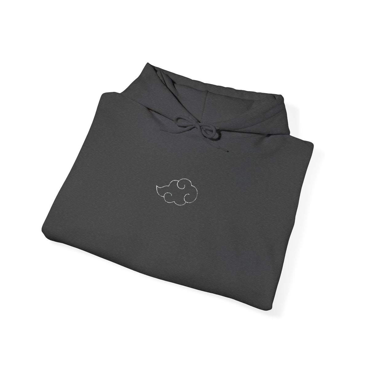 Minimal Cloud Outline Hoodie — Small White Cloud Graphic Embroidered