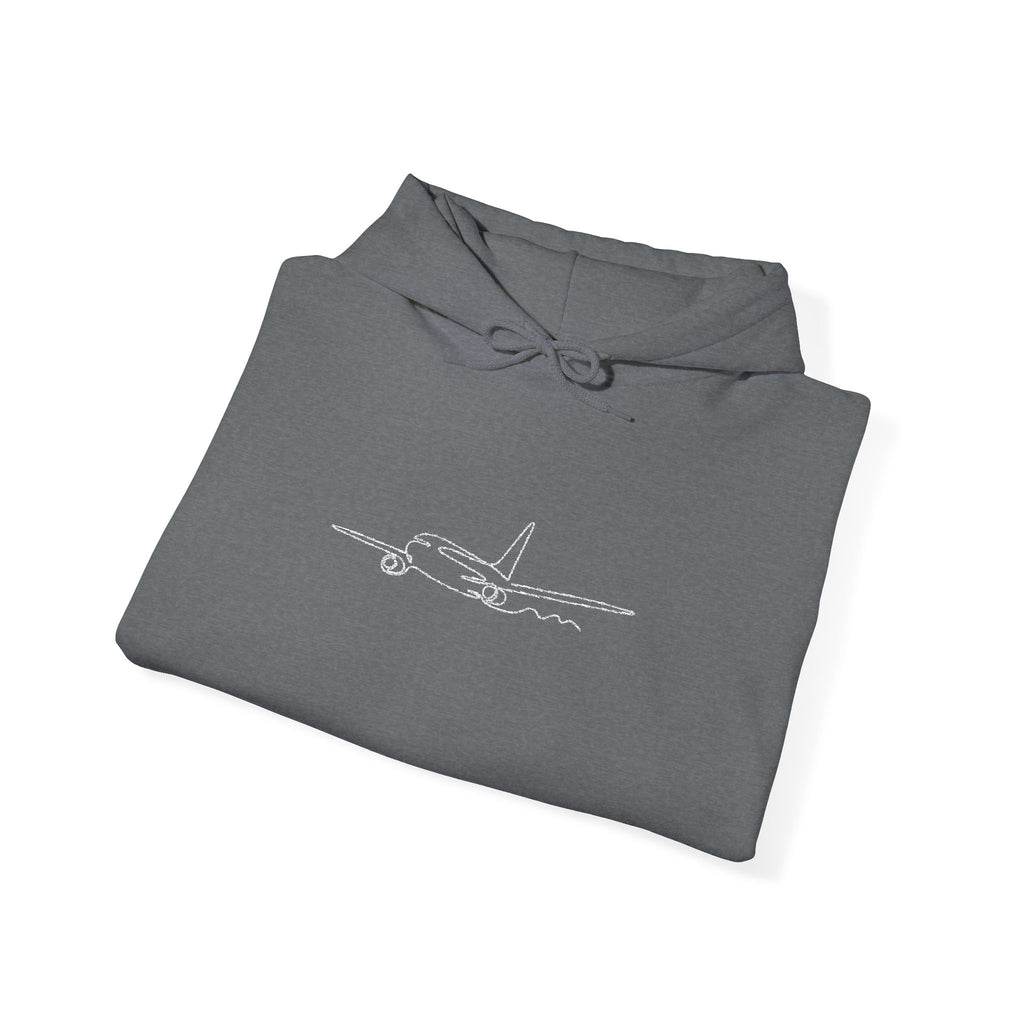 Airplane Silhouette Embroidered Hoodie — Minimal Flight Crew & Aviation Gift