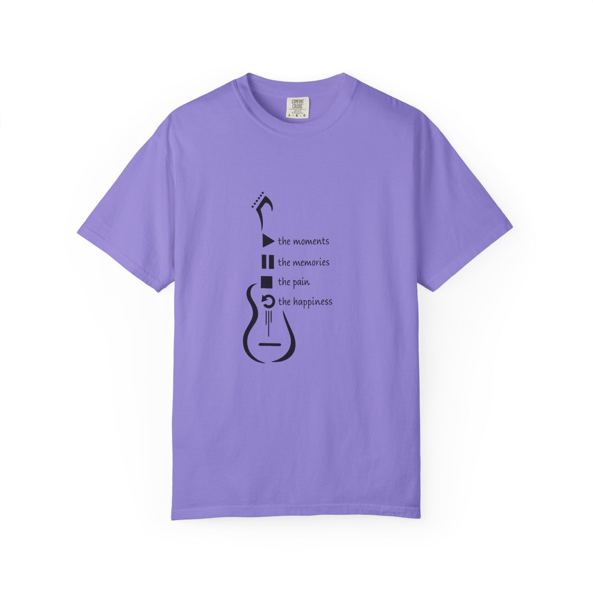Guitar Silhouette Tee — "Our Moments, Our Memories, Our Music, Our Happiness"