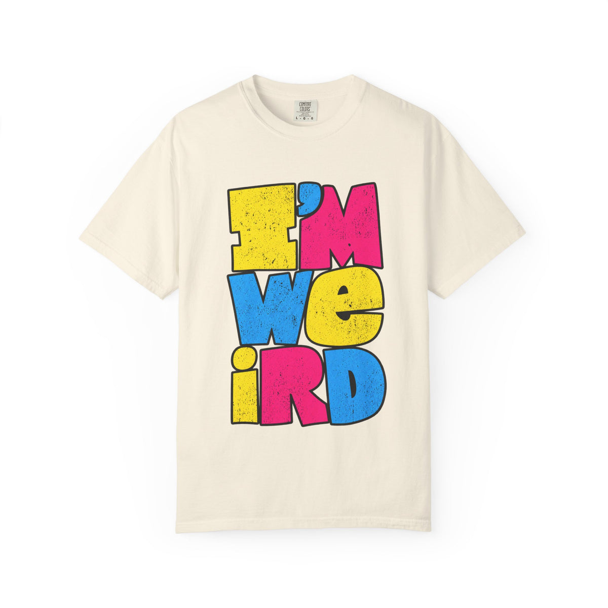 "I'M WEIRD" Colorblock Graphic T-Shirt — Retro Pop Statement Tee