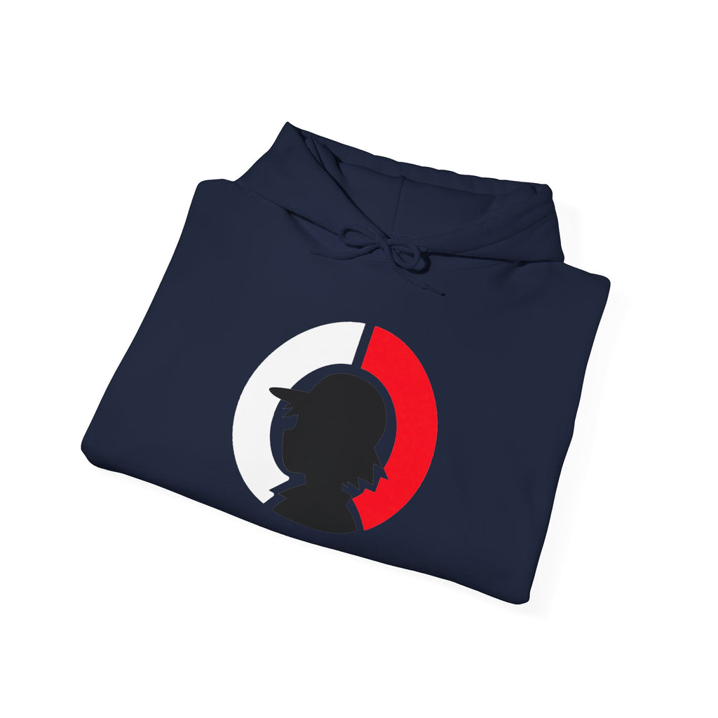 Detective Silhouette Hoodie – Minimal Red Moon Mystery Graphic