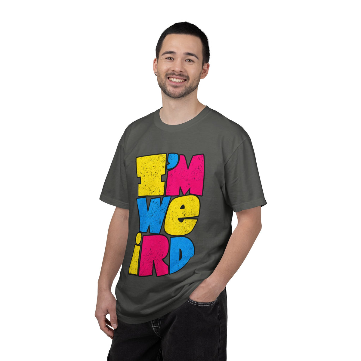 "I'M WEIRD" Colorblock Graphic T-Shirt — Retro Pop Statement Tee