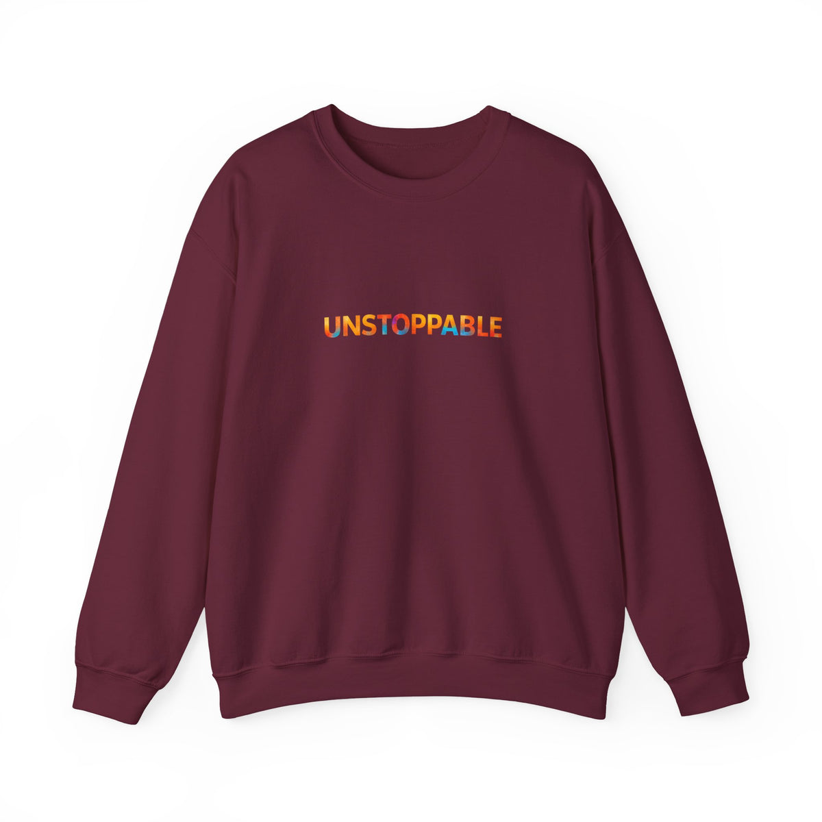 Unstoppable Crewneck Sweatshirt — Inspirational Rainbow Text Pullover