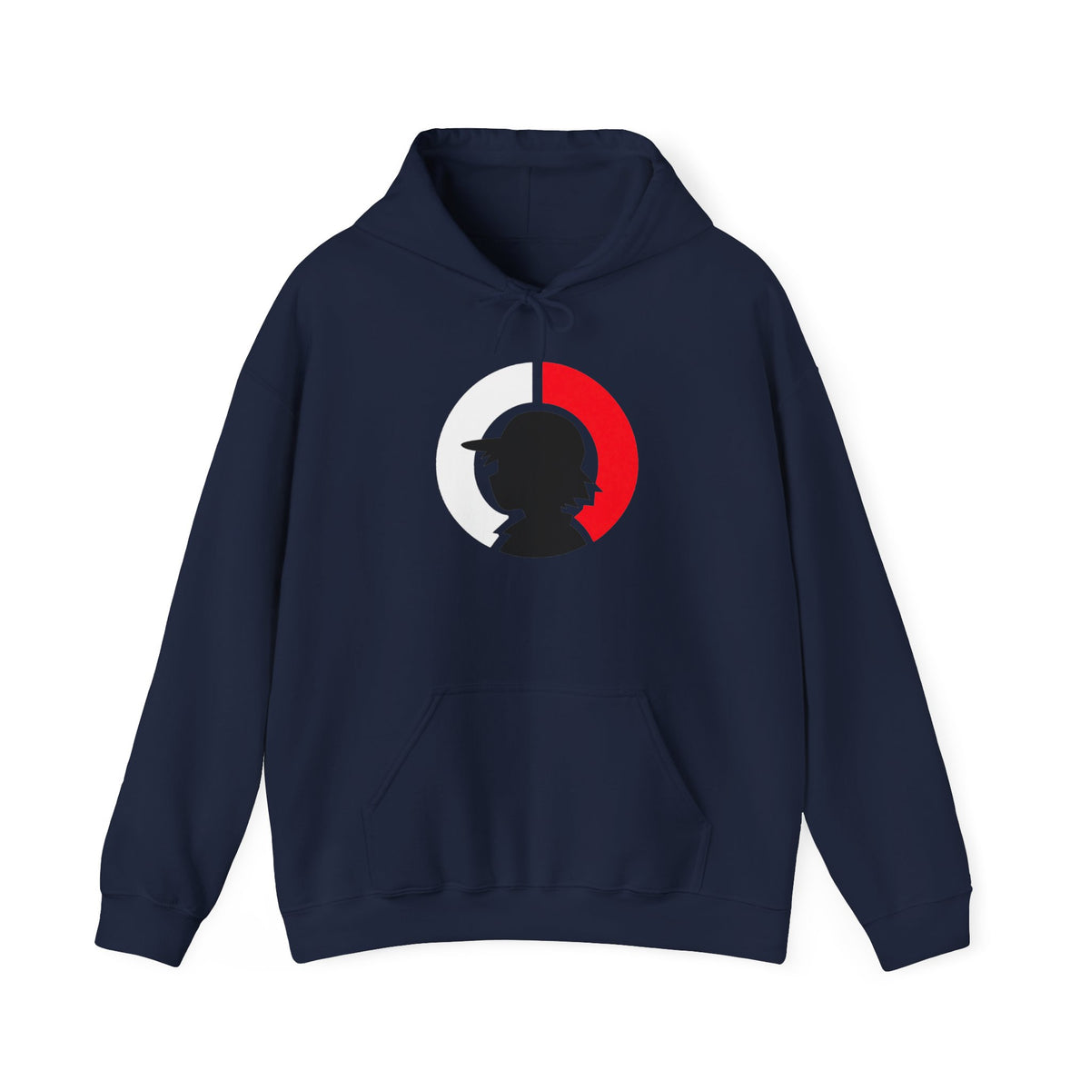 Detective Silhouette Hoodie – Minimal Red Moon Mystery Graphic