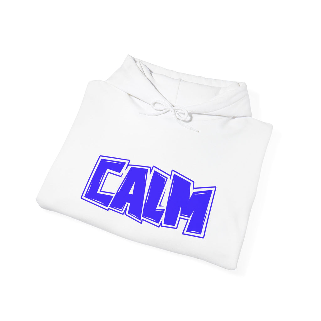 Calm Graphic Hoodie — Bold Blue Streetwear Pullover