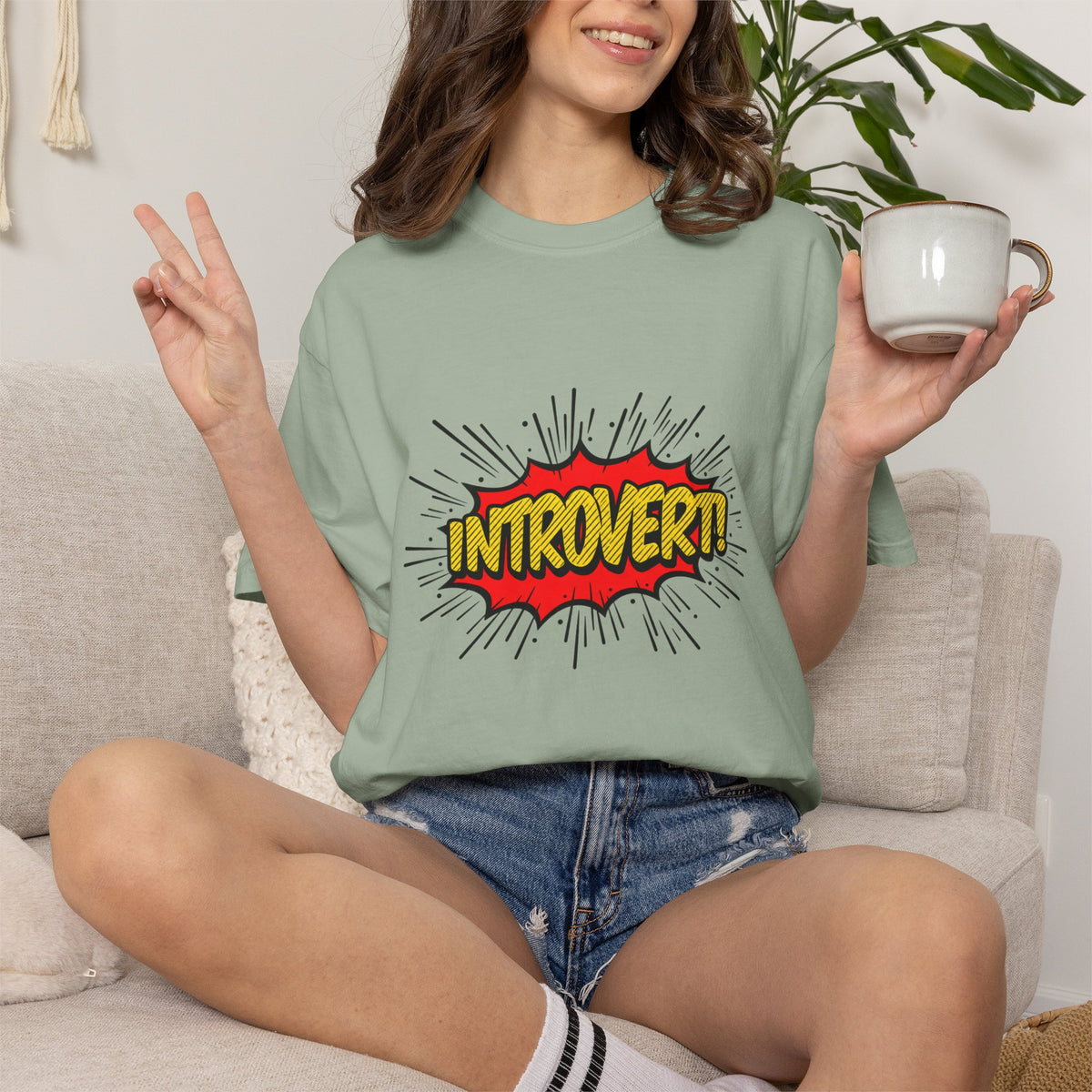 Introvert Comic Pop T-Shirt — Graphic "INTROVERT!" Tee