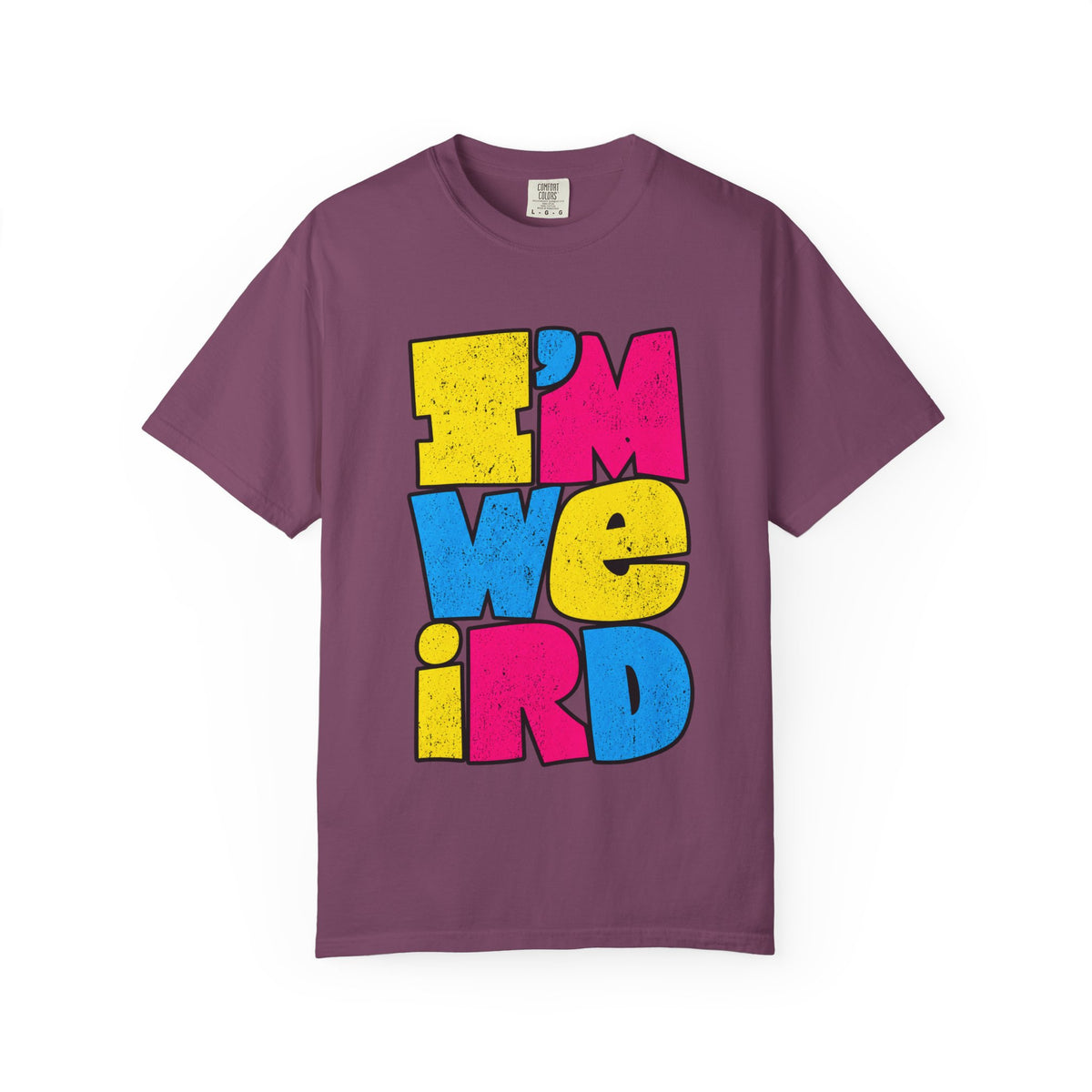 "I'M WEIRD" Colorblock Graphic T-Shirt — Retro Pop Statement Tee