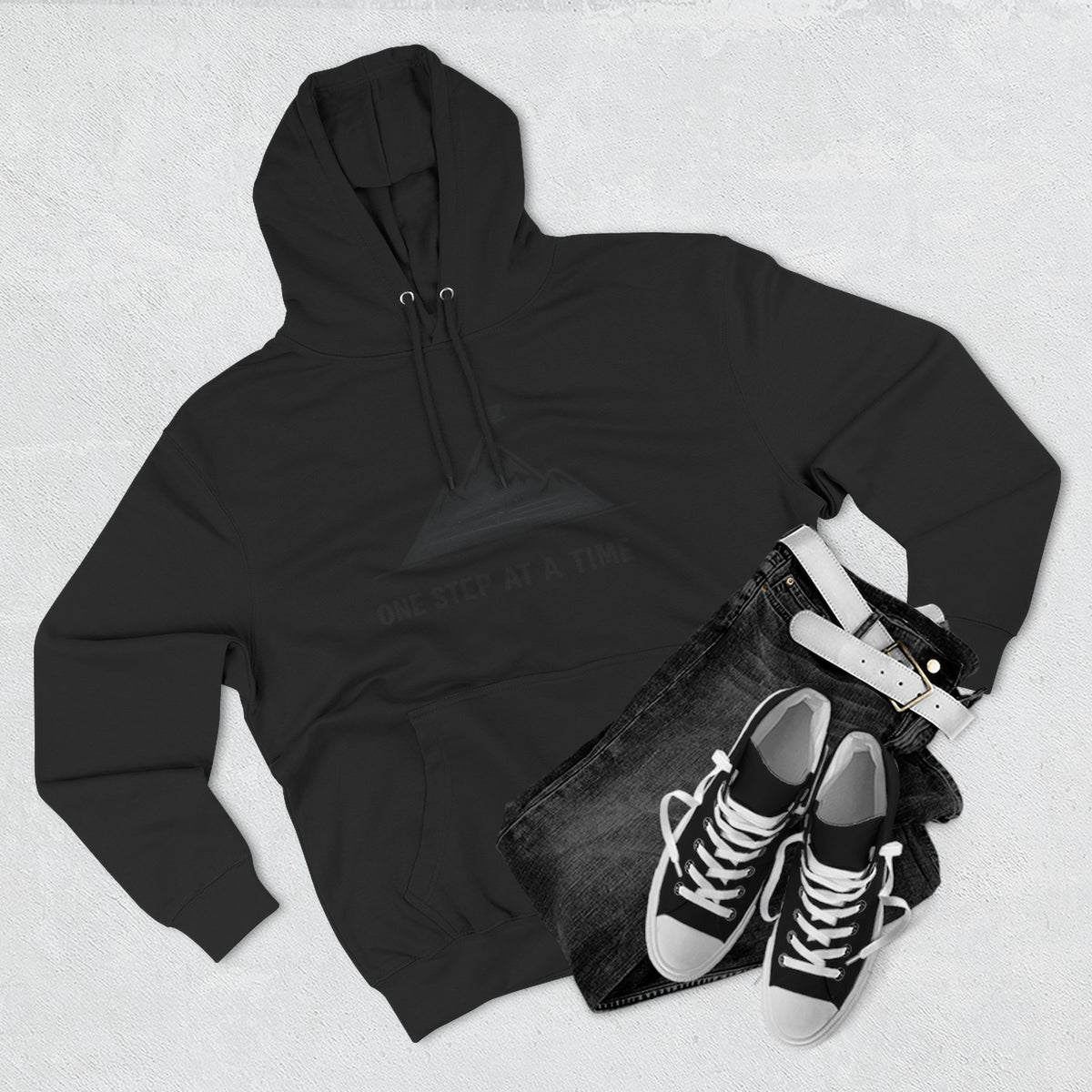 Hoodie - 'One Step at a Time' Mountain Graphic Fleece Hoodie