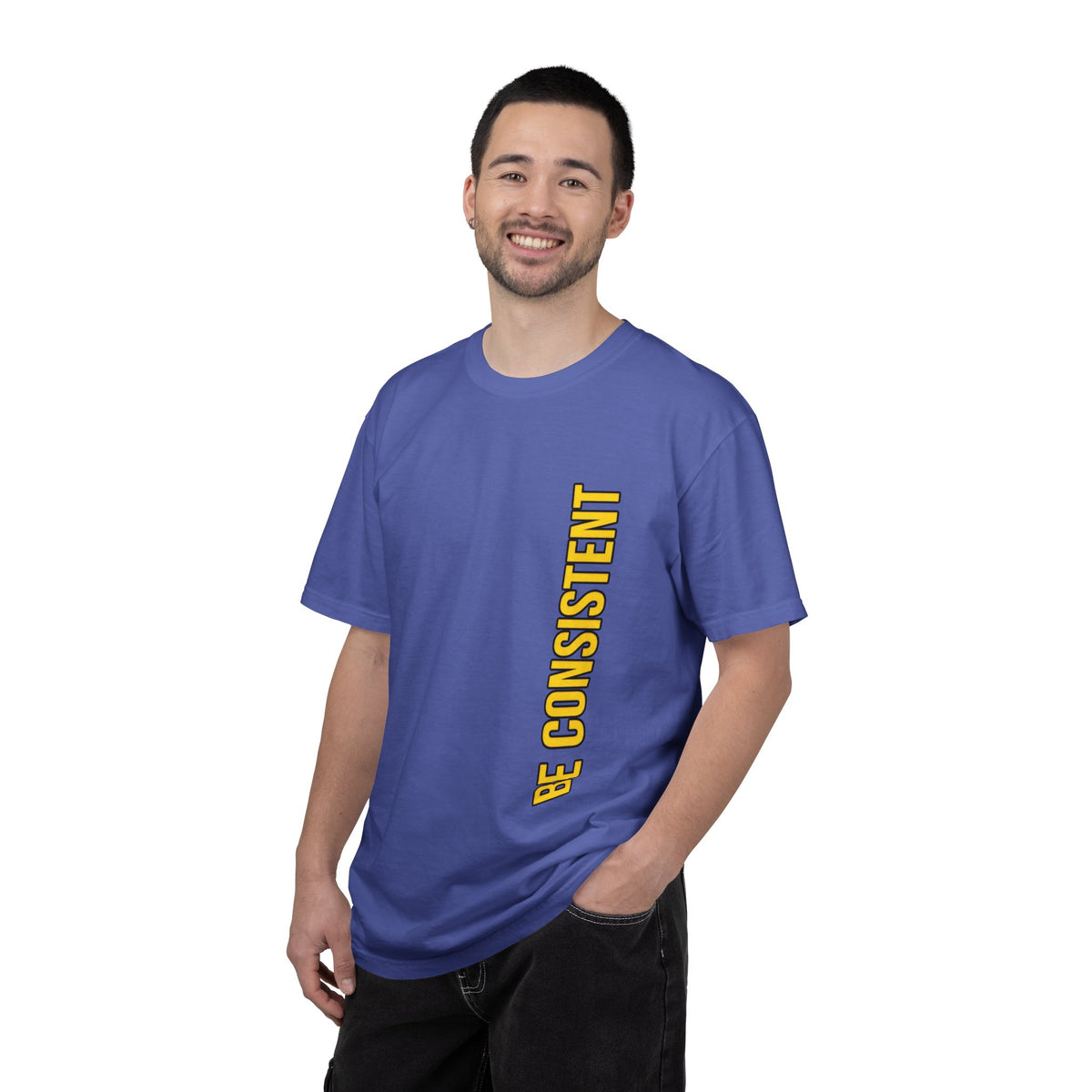 Be Consistent Vertical Graphic T-Shirt — Motivational Fitness Tee